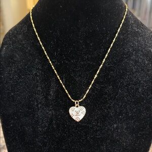 Upcycled Louis Vuitton Gold and White Heart Necklace